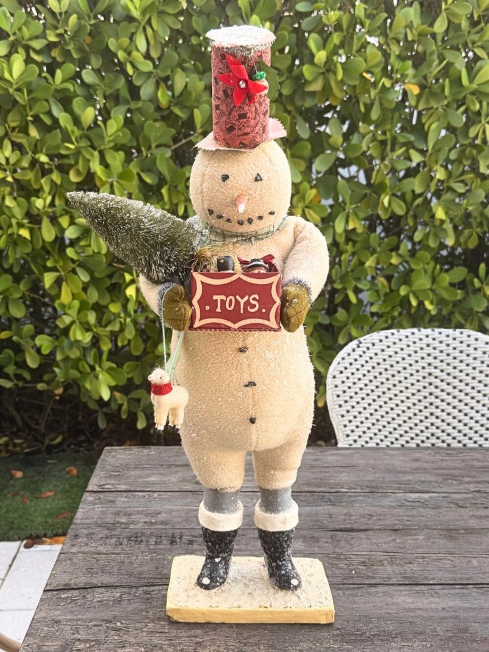 Vintage 2002 Cody Foster 26" Folk Art Primitive Glitter Snowman ESC Trading Toys